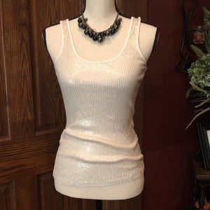 Express Cream Sequined Tank